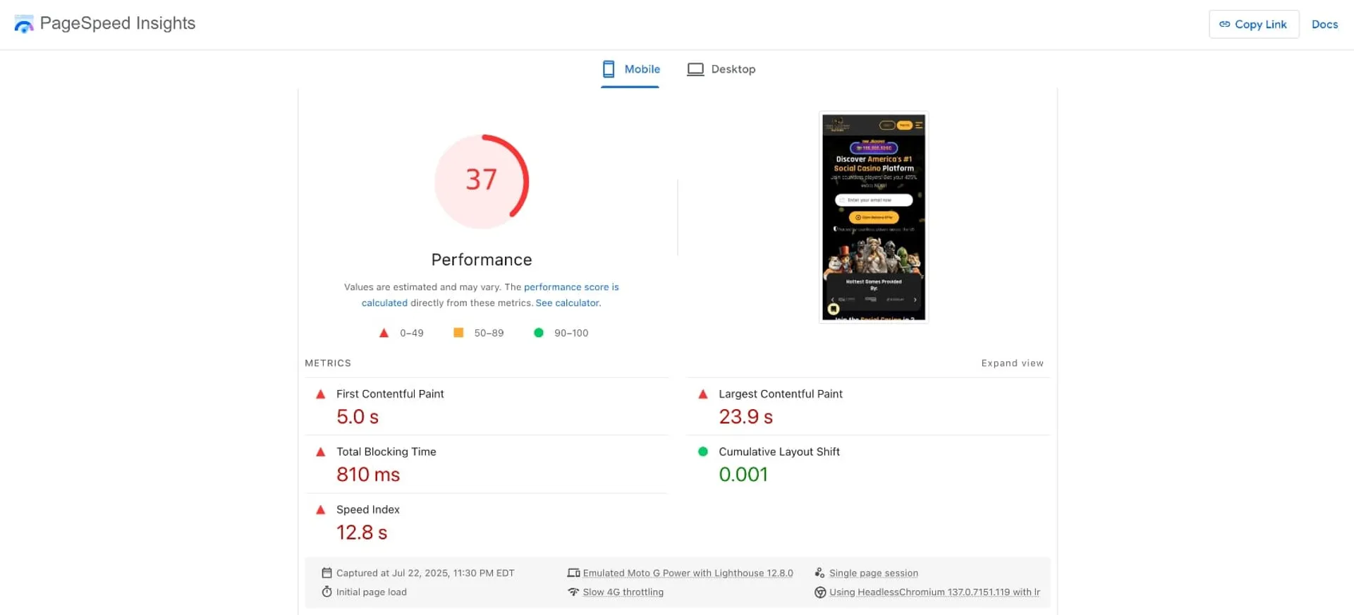the money factory page speed