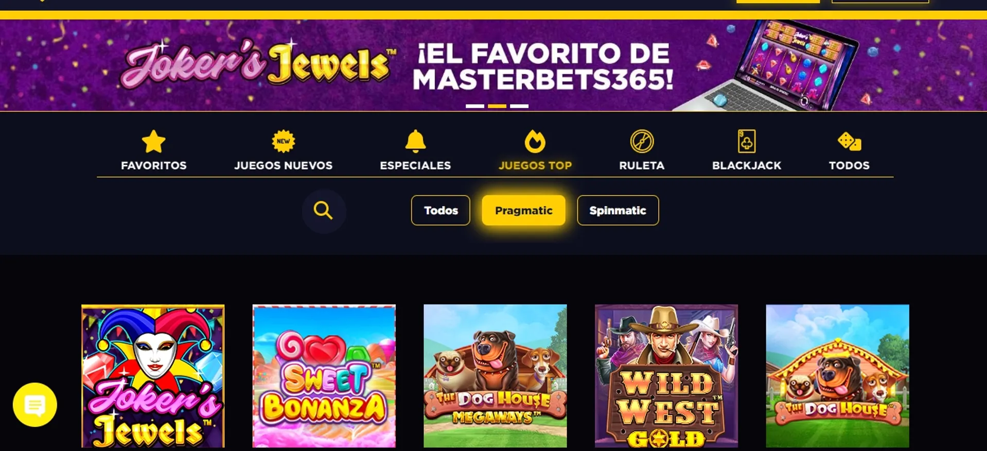 Conoce el catálogo de juegos de casino de MasterBets365