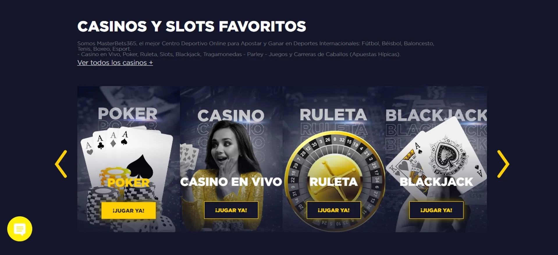 Conoce los juegos en vivo de Masterbets365