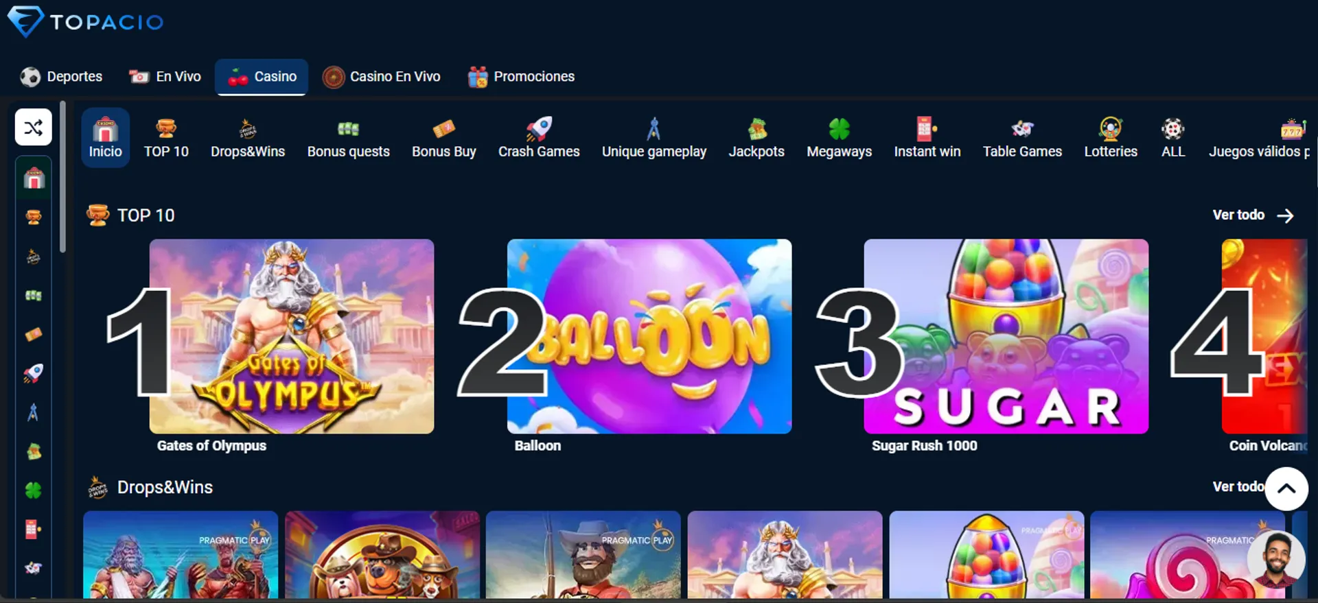 El casino Topacio ofrece miles de juegos