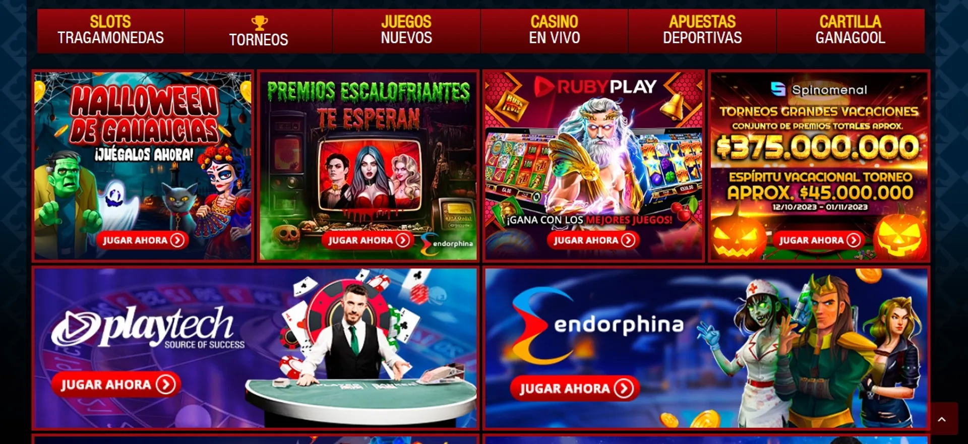 Catálogo de juegos en Winchile casino