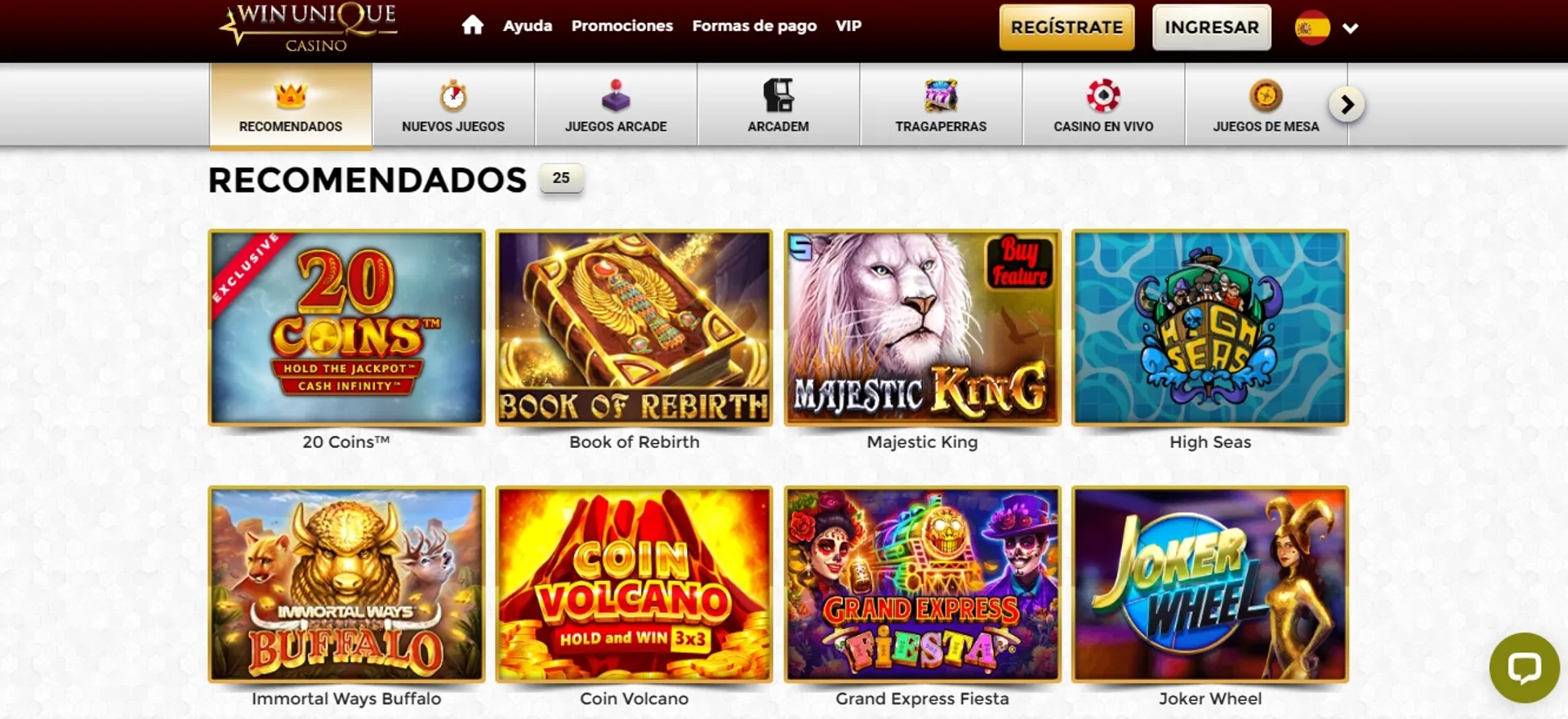 Conoce el catálogo de juegos de casino de Unique