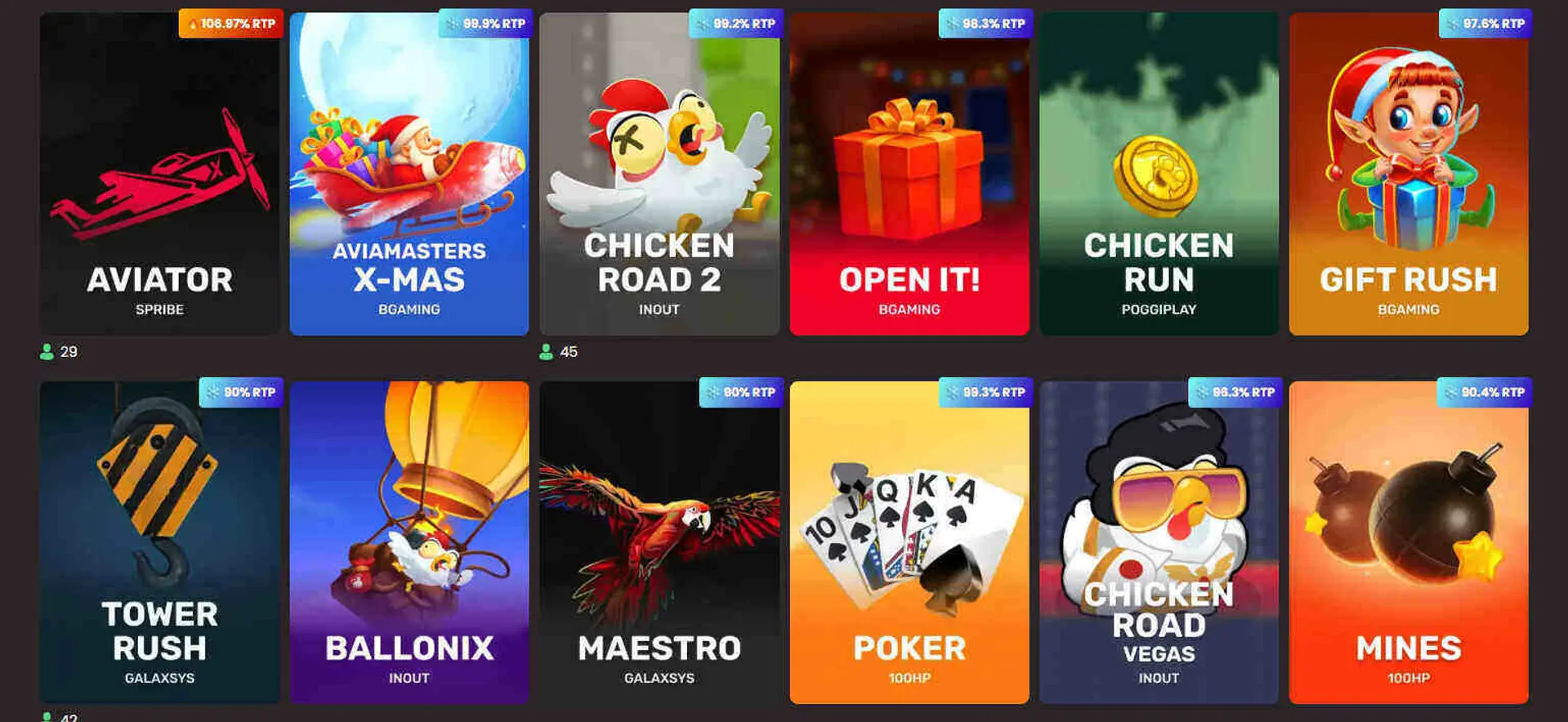 Crash games at National casino