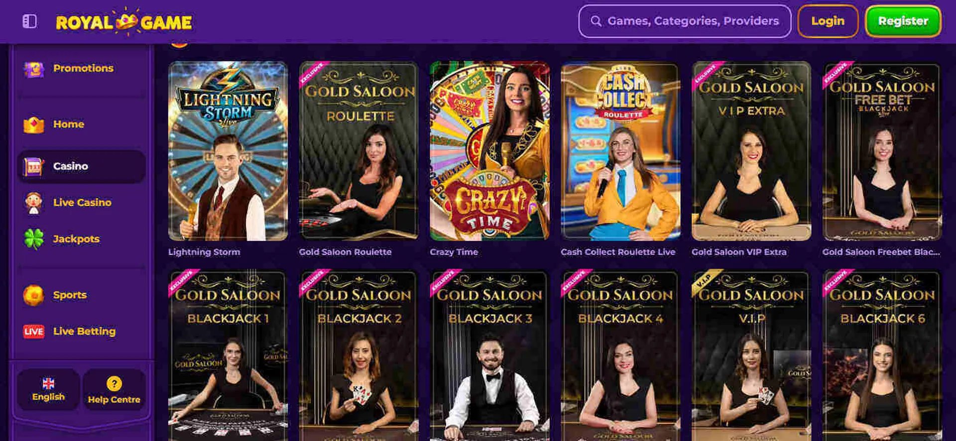 Can i play live dealer games at RoyalGame Casino?