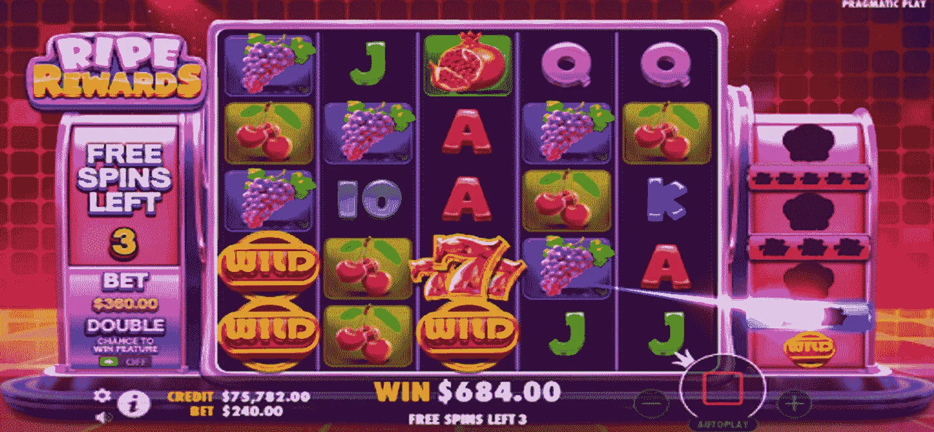 Free Spins playing out in Ripe Rewards