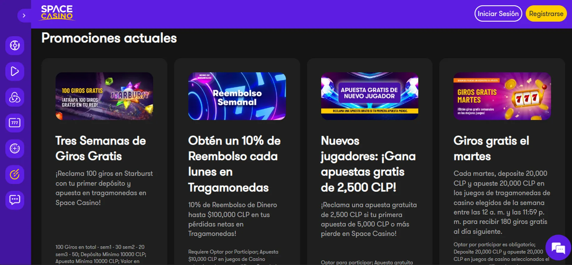 Space Casino proporciona bonos a los usuarios nuevos que se registren