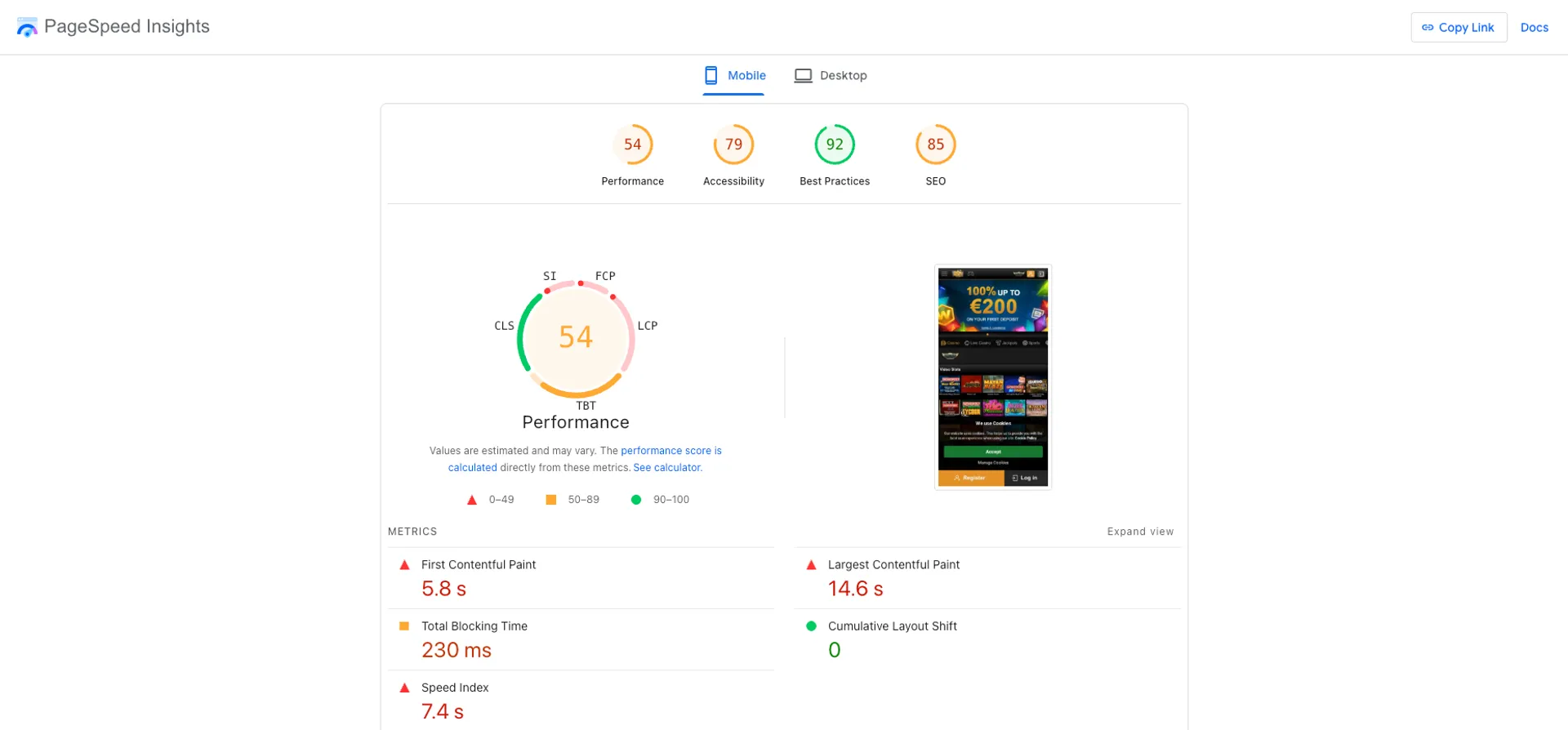 VideoSlots mobile version