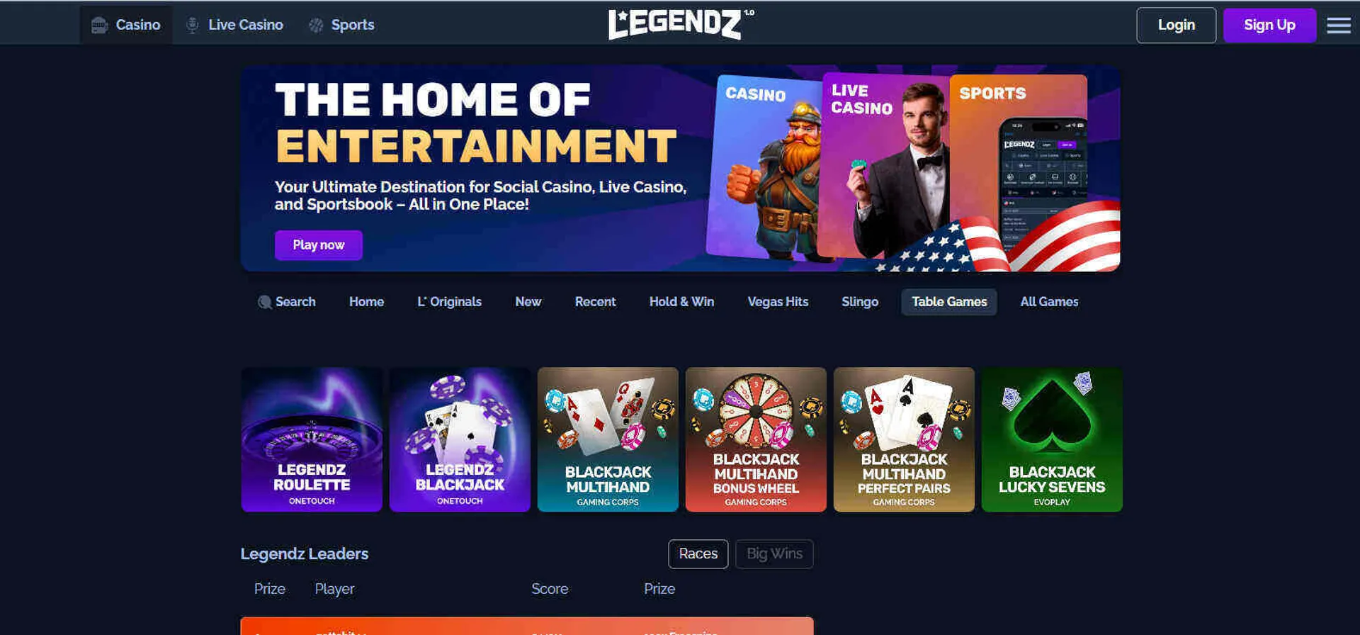 Can you find table games at Legendz?