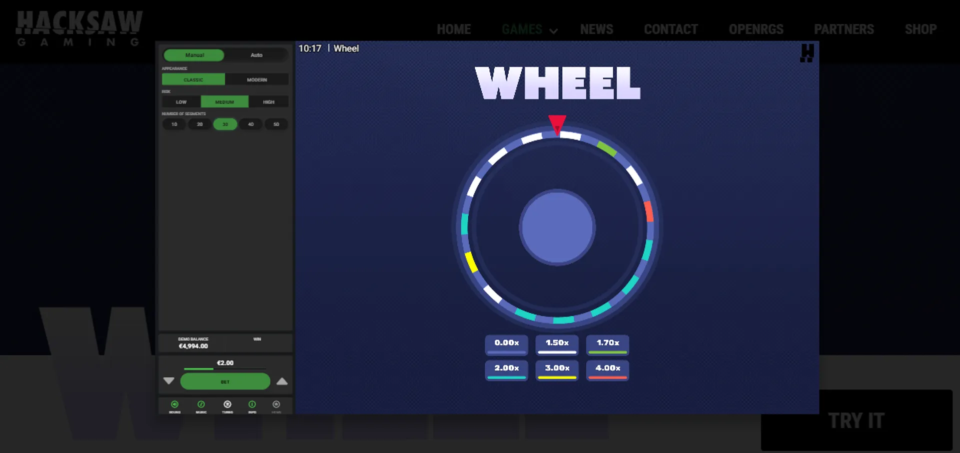 Juego rápido Wheel Dare2Win de Hacksaw