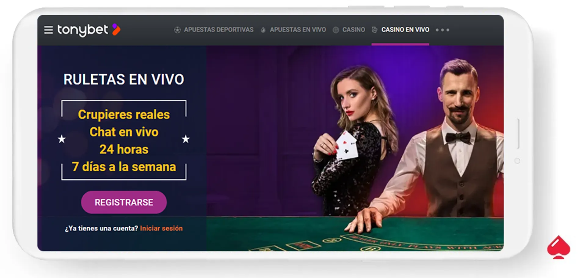 Catálogo de ruletas en vivo en TonyBet España