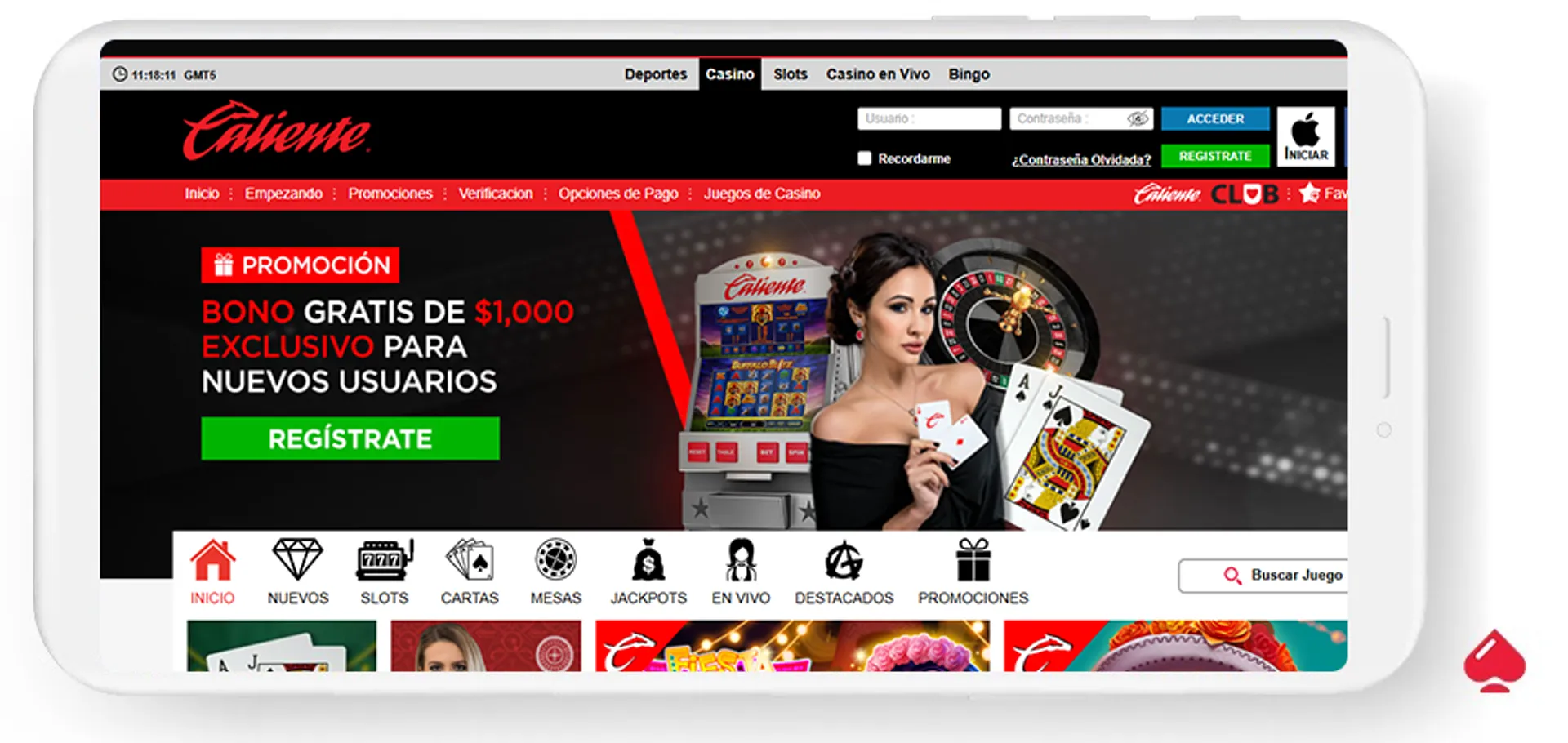 Caliente México es otro de nuestros casinos recomendados