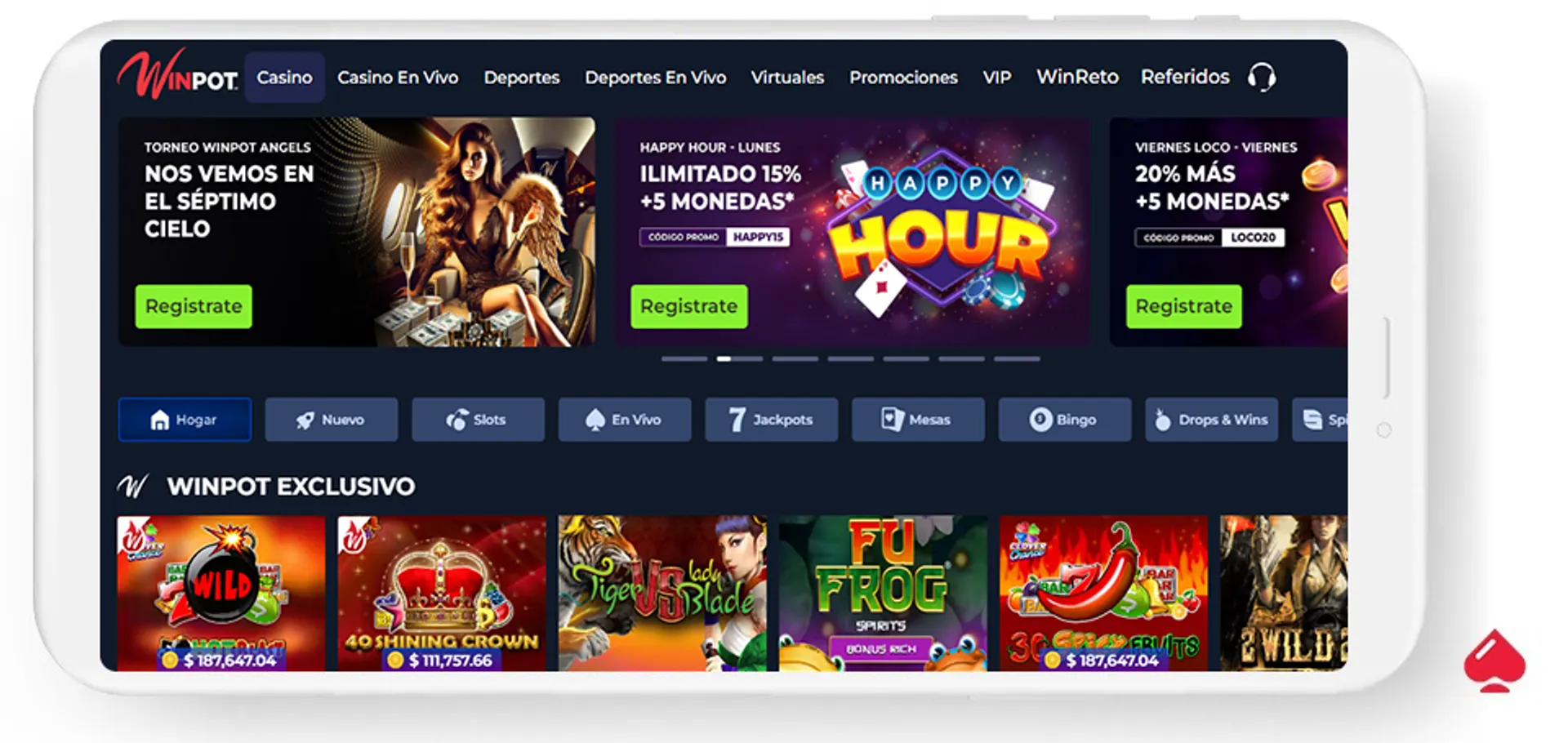 Winpot es un casino online con pagos rápidos