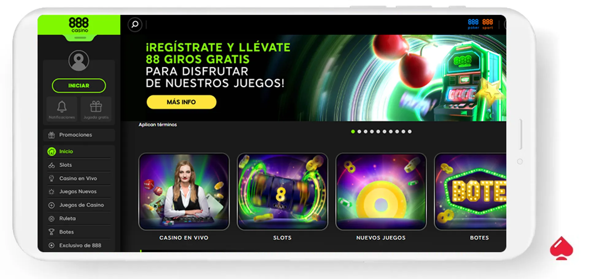 El casino online 888 ofrece bonos sin depósito