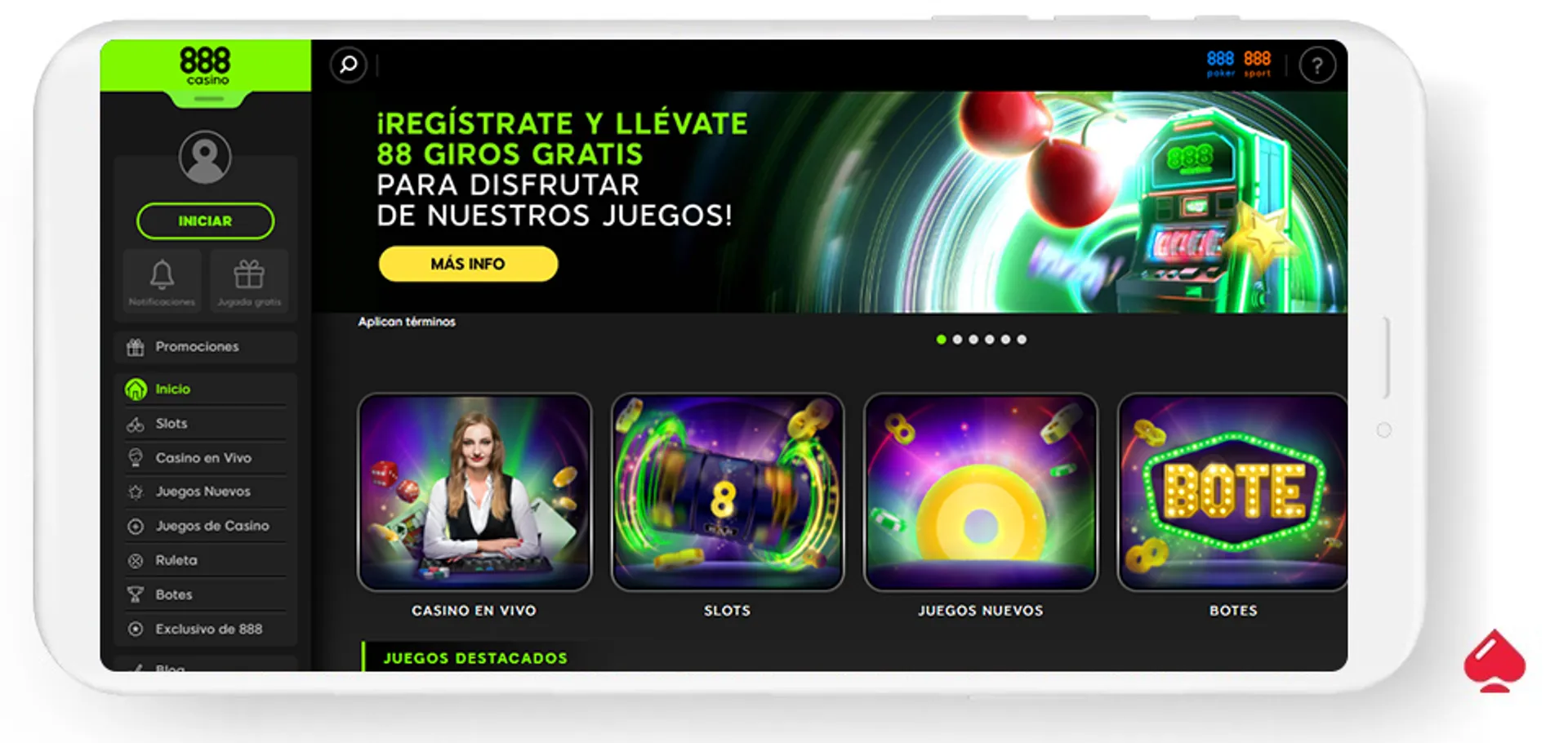 Es posible obtener giros gratis en 888 casino