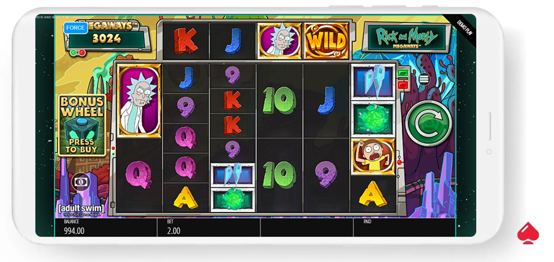 Así luce la slot Rick and Morty Megaways desde el móvil