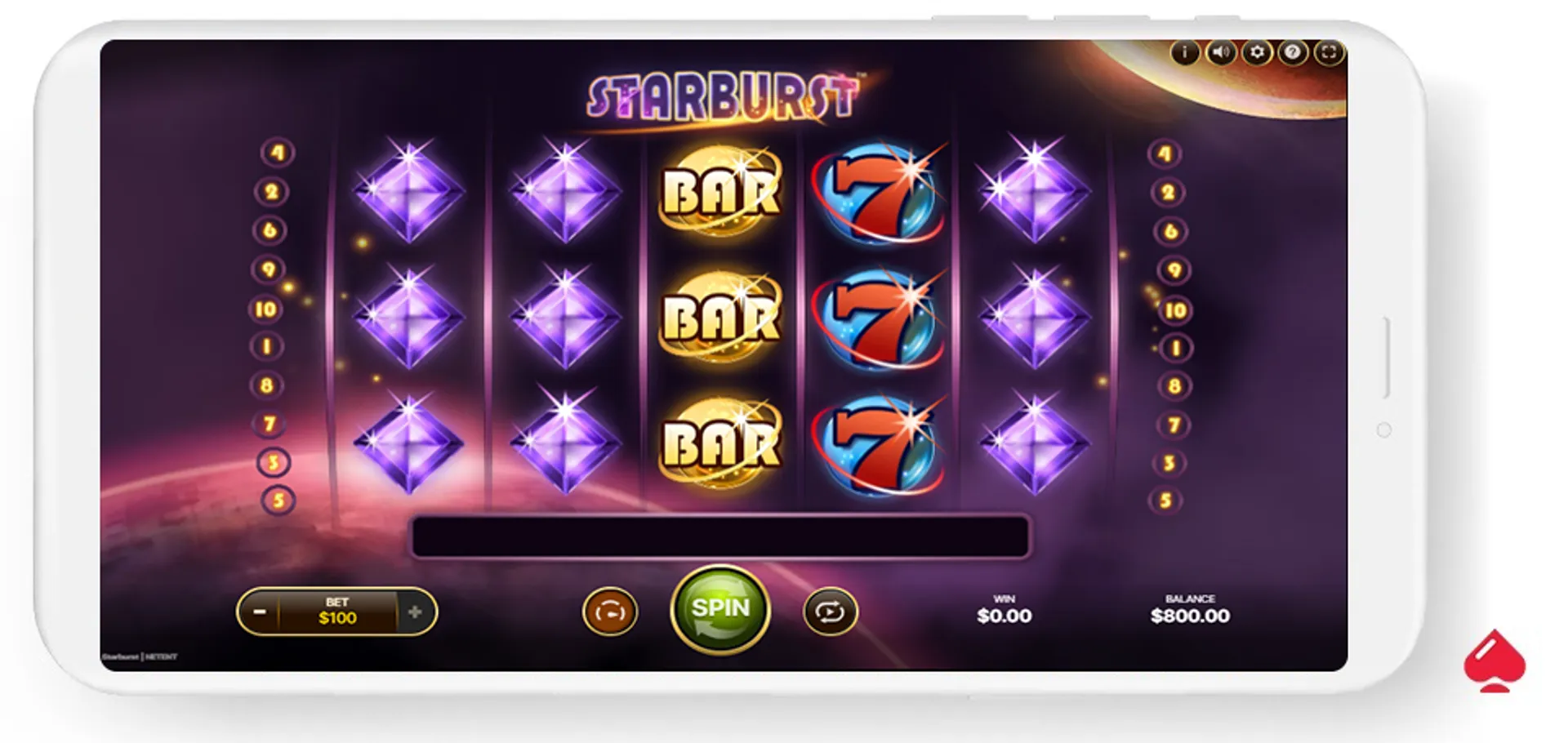 Captura de la slot Starburst