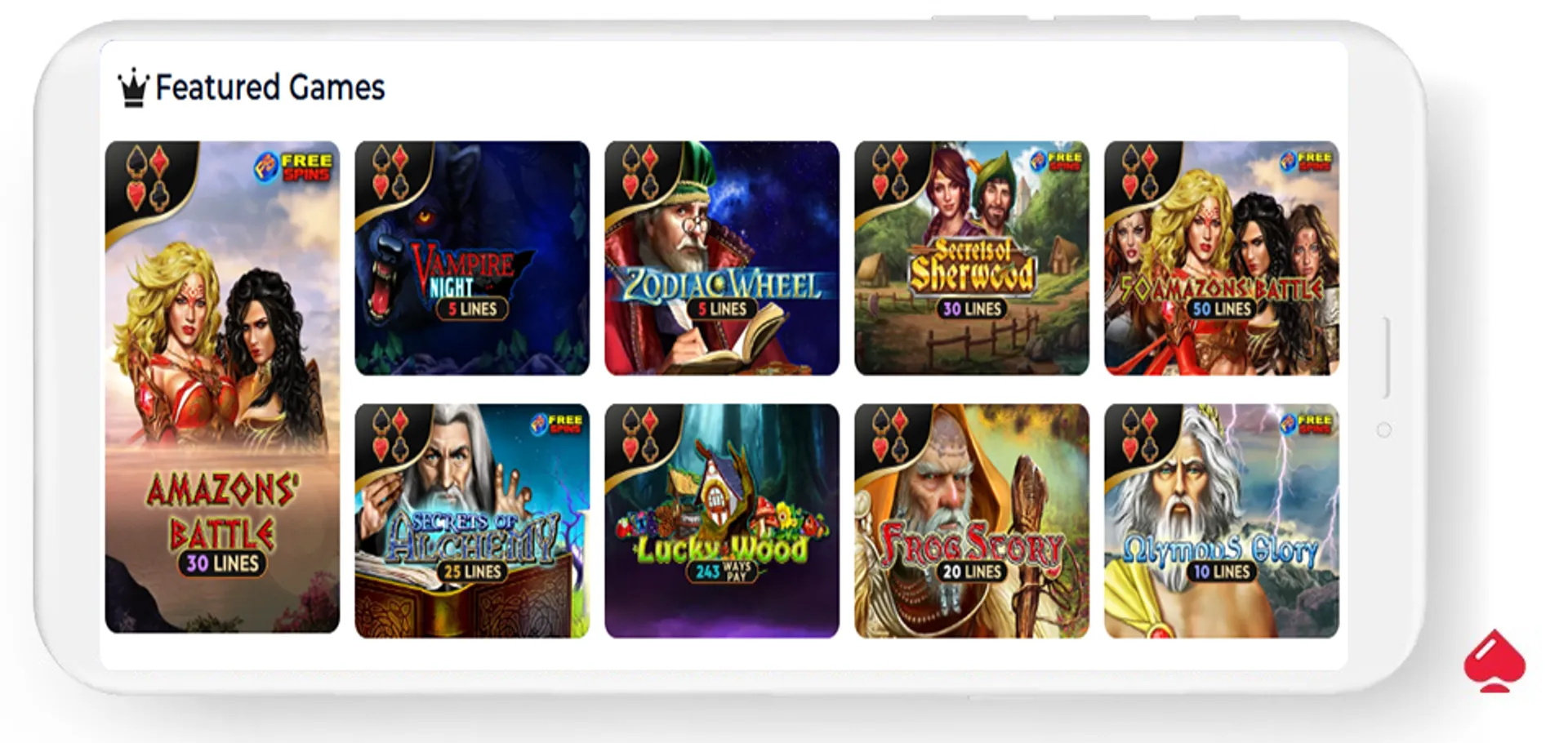 Captura de la parrilla de slots de Amusnet