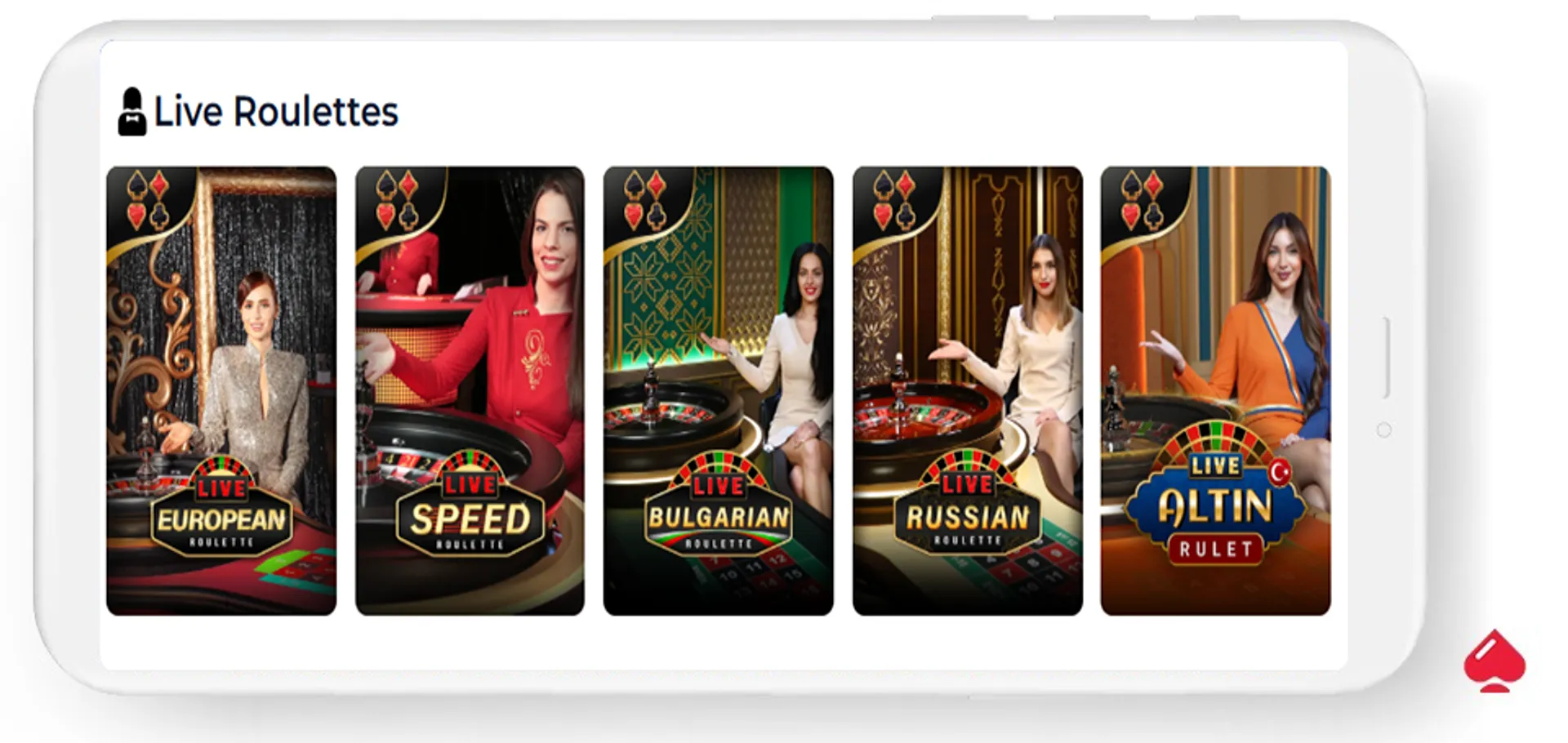 Imagen de algunos juegos de casino en vivo del proveedor Amusnet