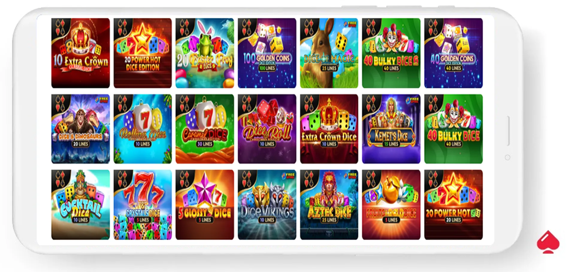 Imagen con algunos juegos de dados de Amusnet