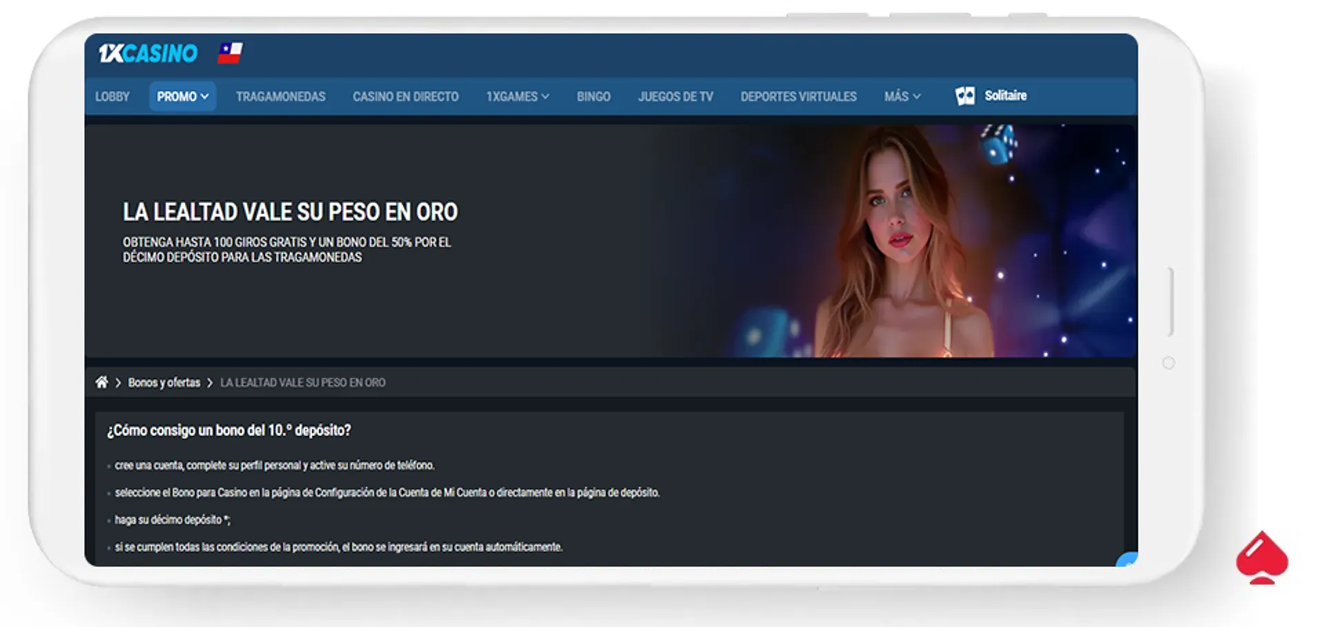Bono de recarga en 1xCasino en Latinoamérica