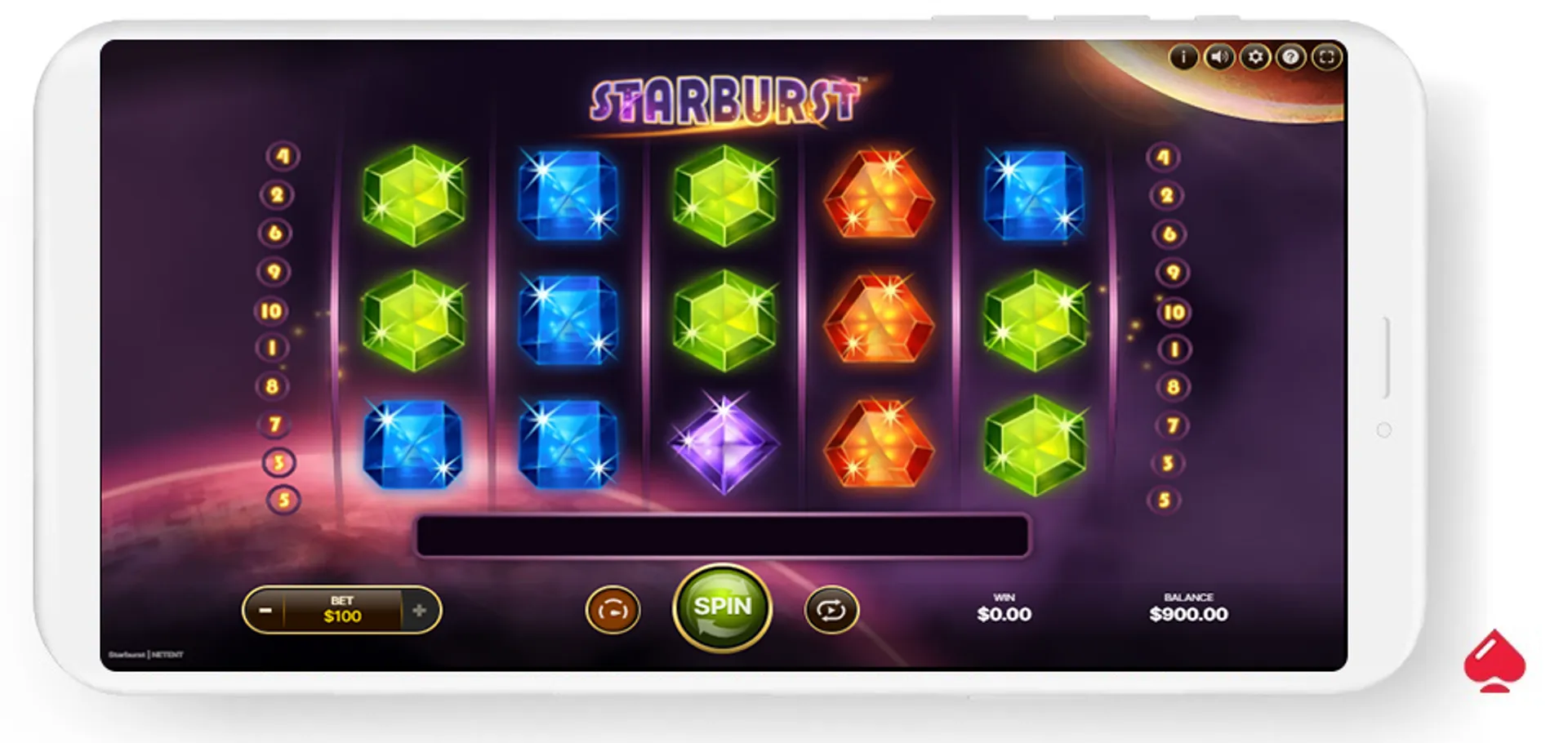 Starburst es una slot de baja volatilidad