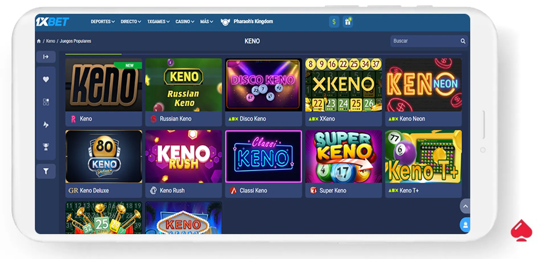 1xbet ofrece juegos de keno