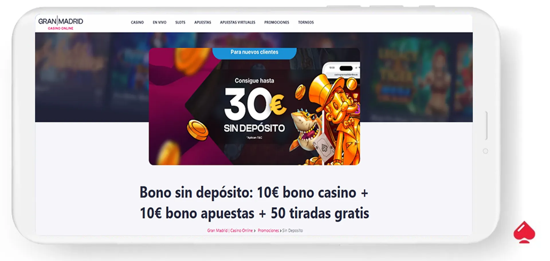 El casino Gran Madrid ofrece un bono sin depósito de 10 euros