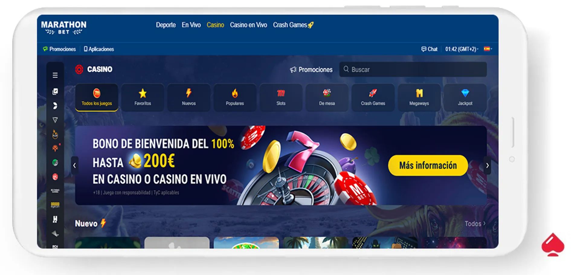 El casino online Marathonbet acepta depósitos de 5 euros en adelante