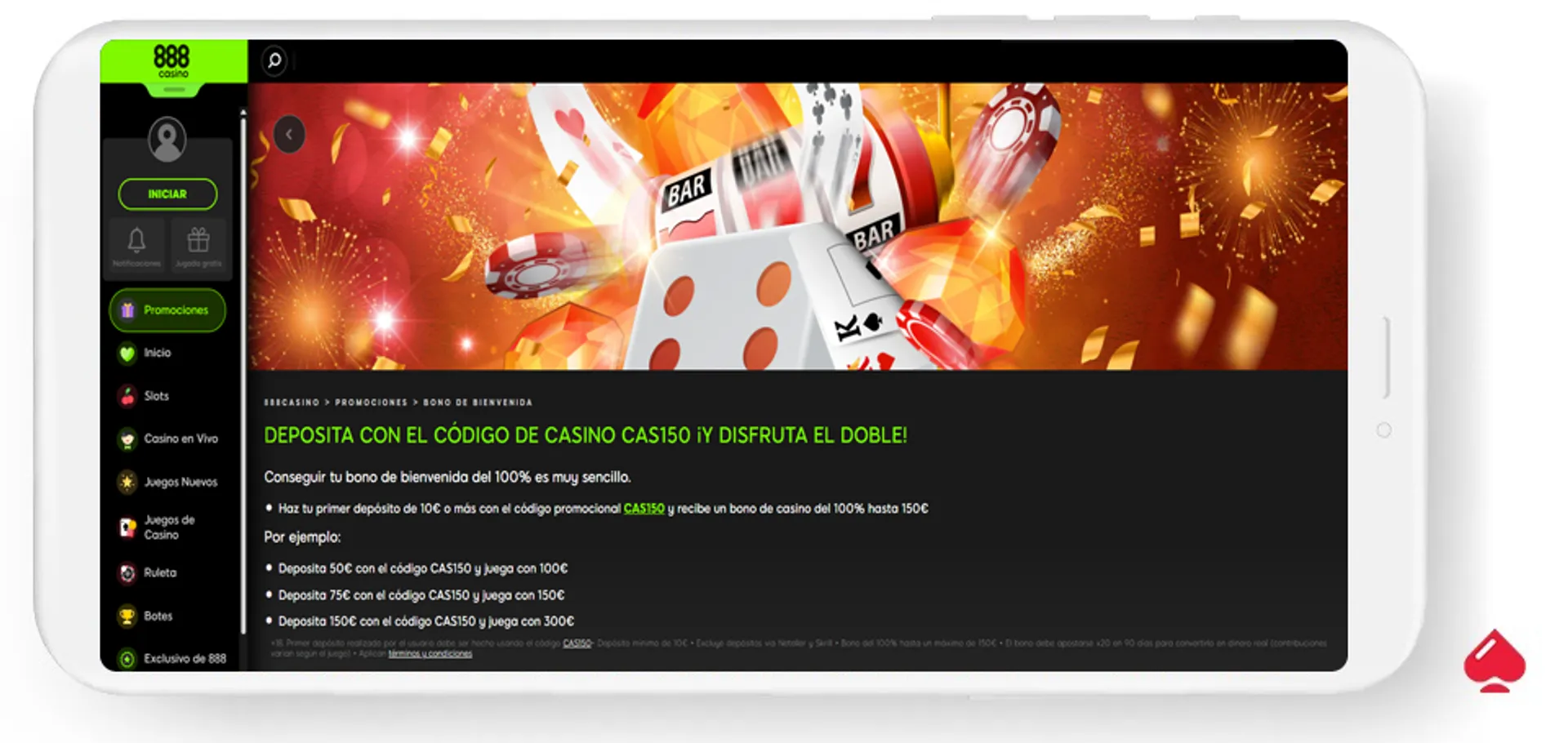 El casino 888 ofrece bono de bienvenida en España