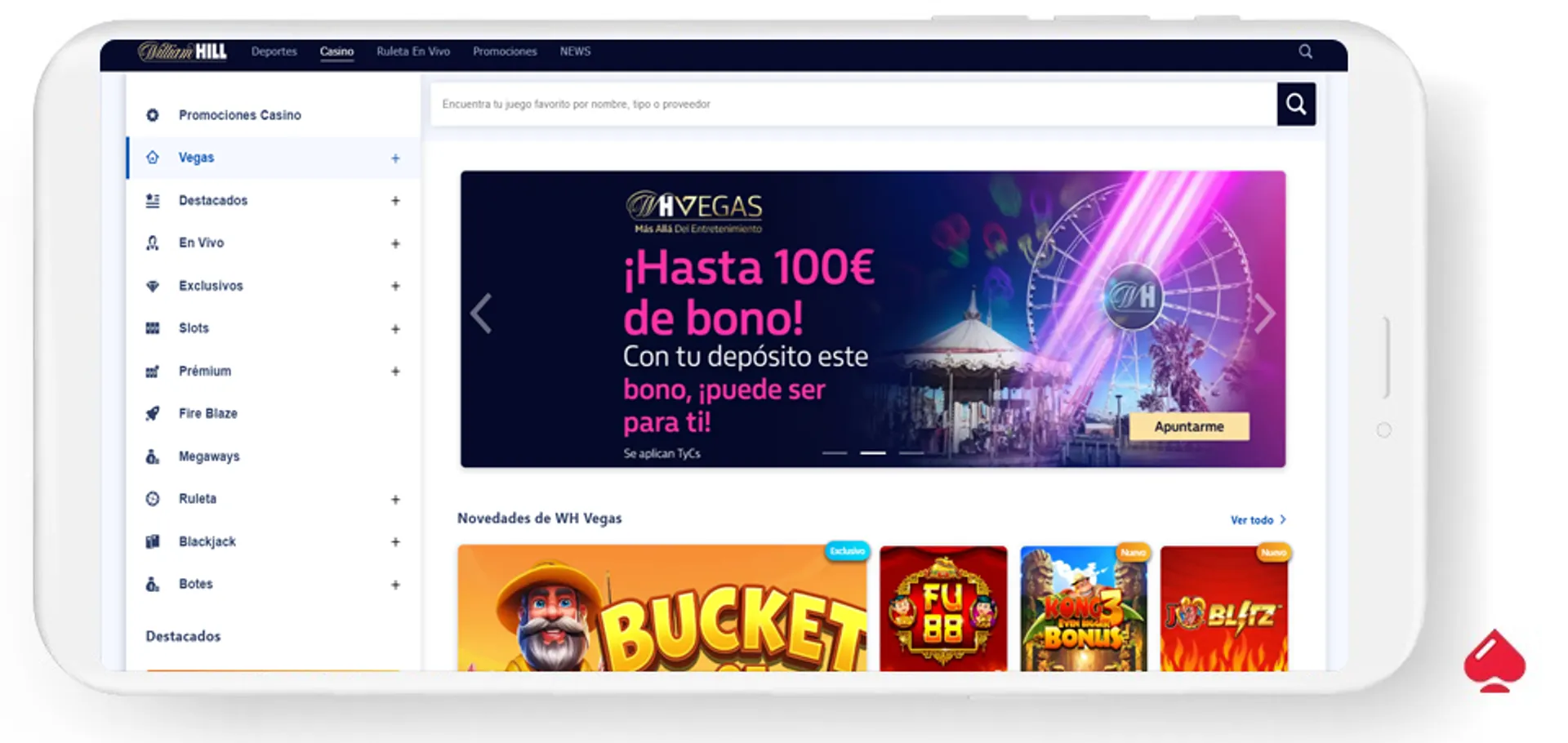 El casino William Hill ofrece un bono de bienvenida en España
