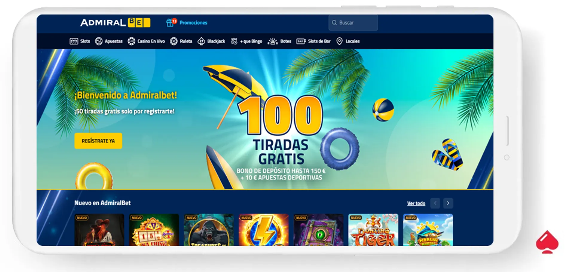 Admiralbet ofrece un bono de 100 giros gratis