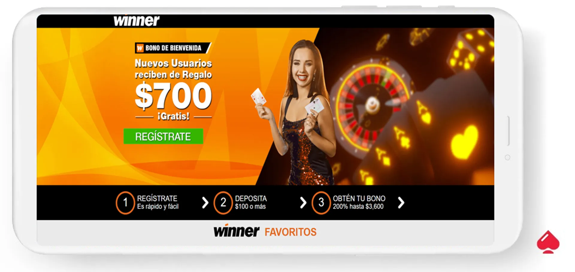 En Winner se puede jugar con dinero real
