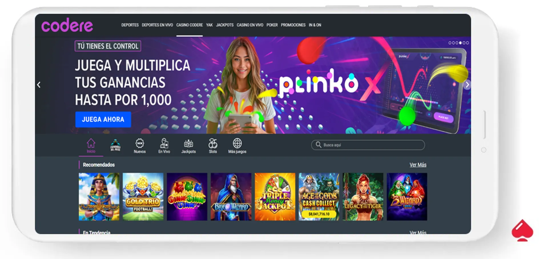 En Codere se puede jugar con dinero real