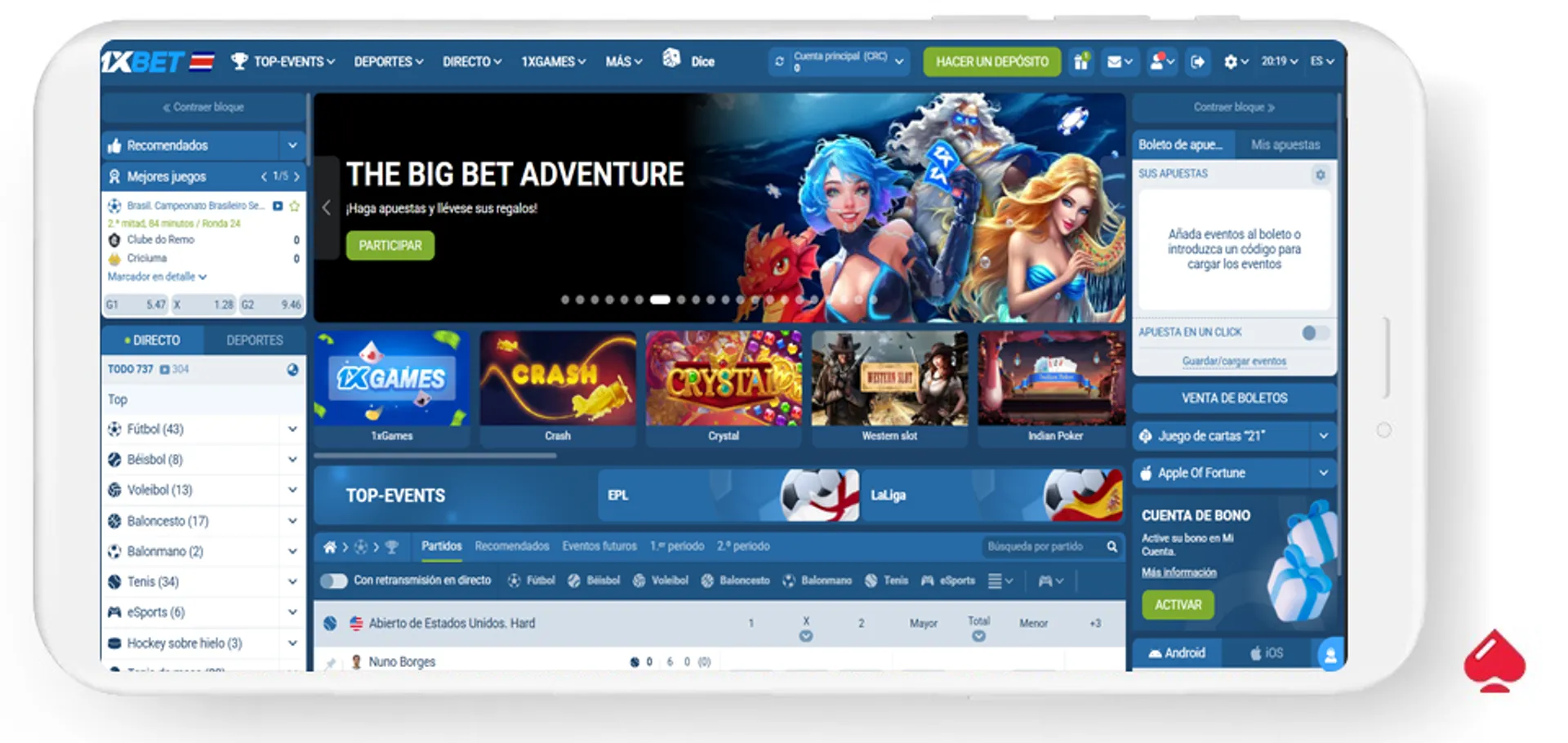 1xBet acepta jugadores de Costa Rica