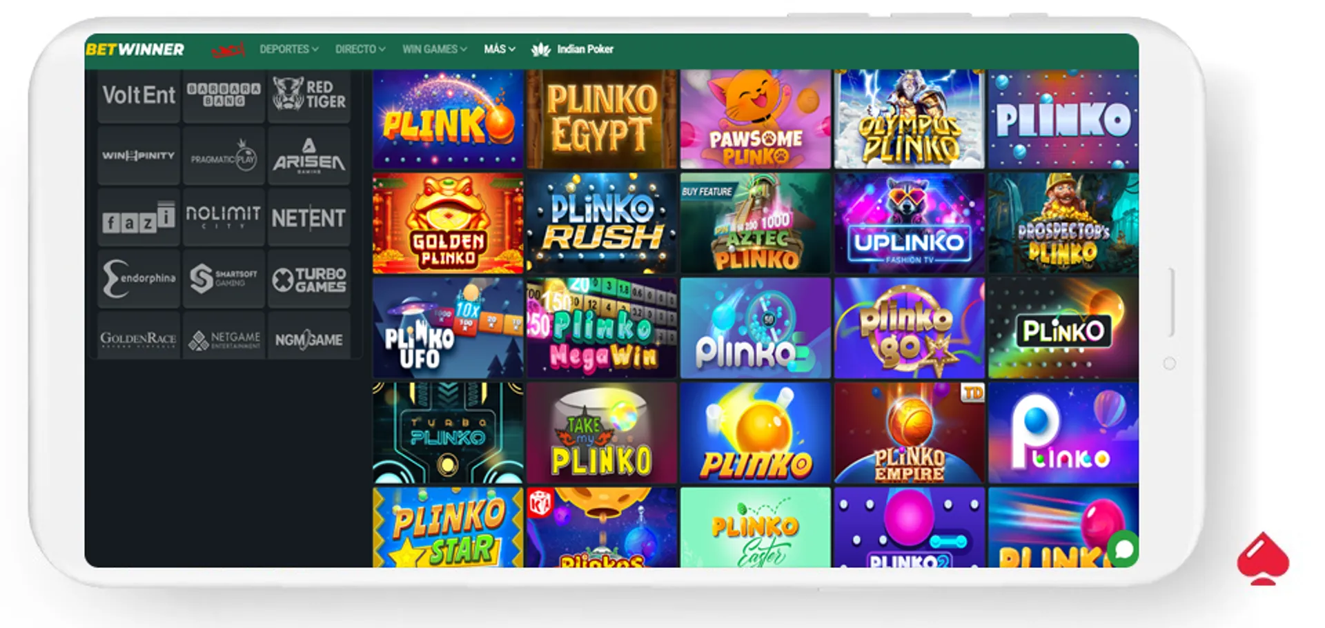 Betwinner tiene juegos de plinko