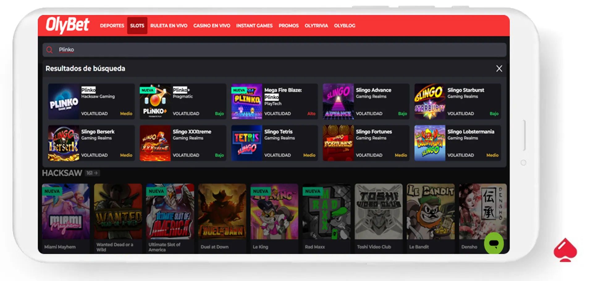 Olybet tiene juegos de Plinko