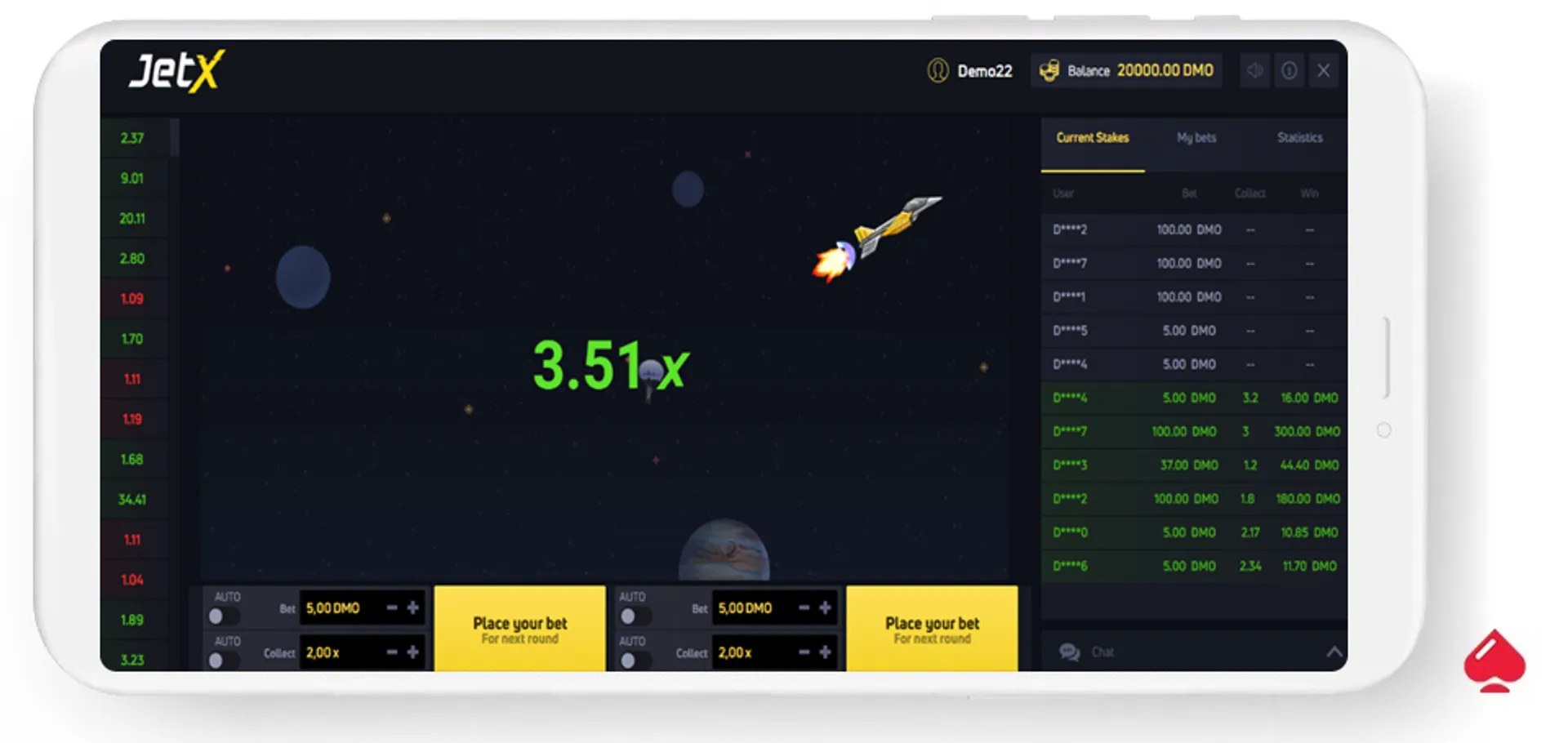 En el juego JetX la idea es anticiparse a la explosión del avión