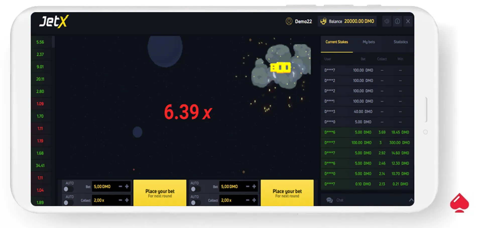 Momento exacto en el que termina una partida de JetX.