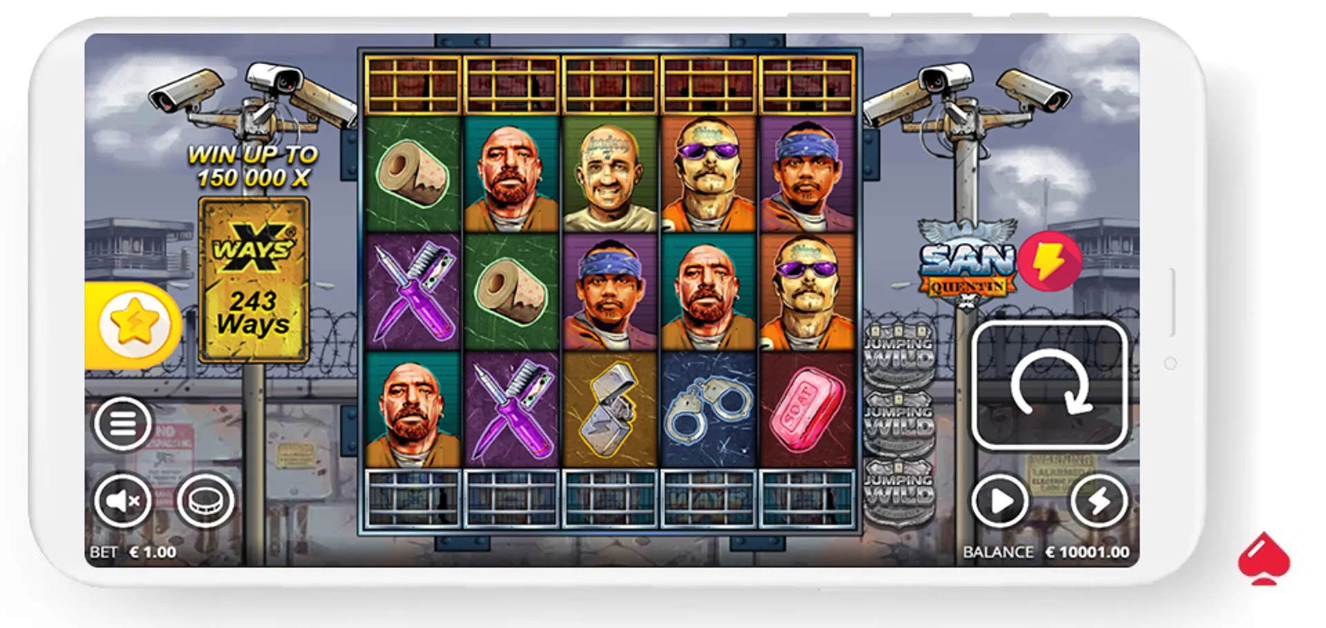 Captura del juego base de la slot San Quentin xWays de Nolimit City