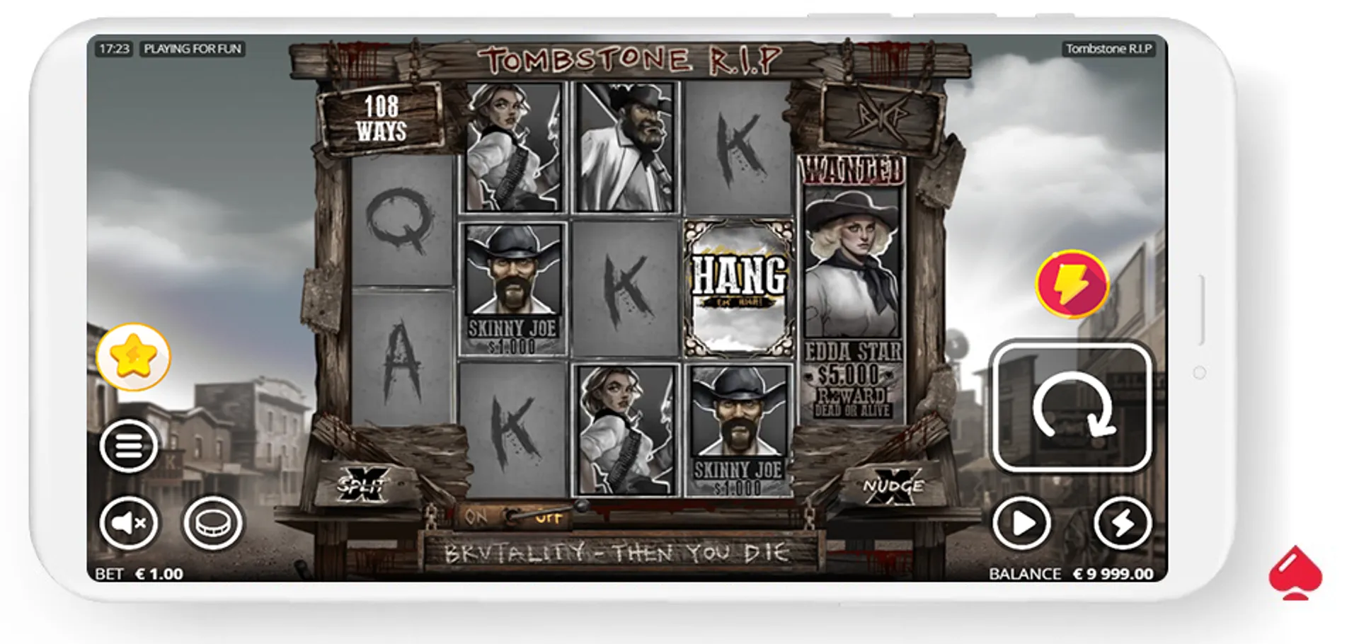 Captura del juego base de la slot Tombstone RIP de Nolimit City