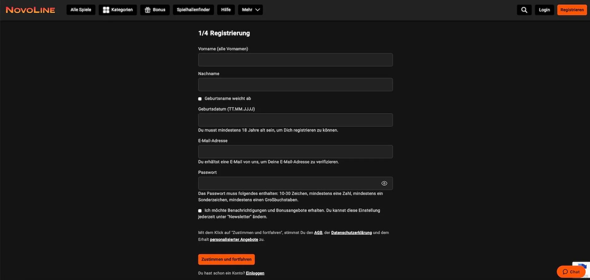 Novoline Registrierung