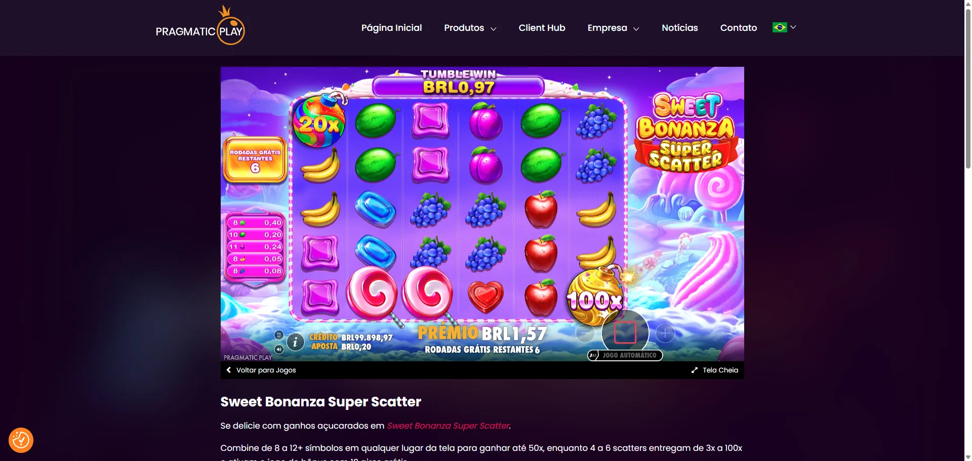 rodada de bônus do slot sweet bonanza super scatter