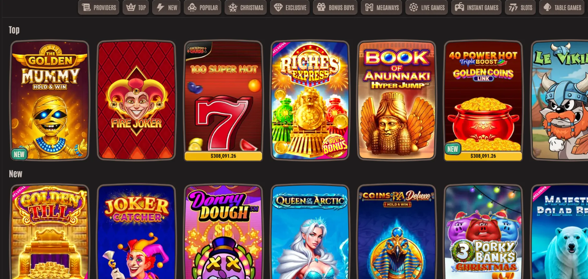 Casino games at Neon54