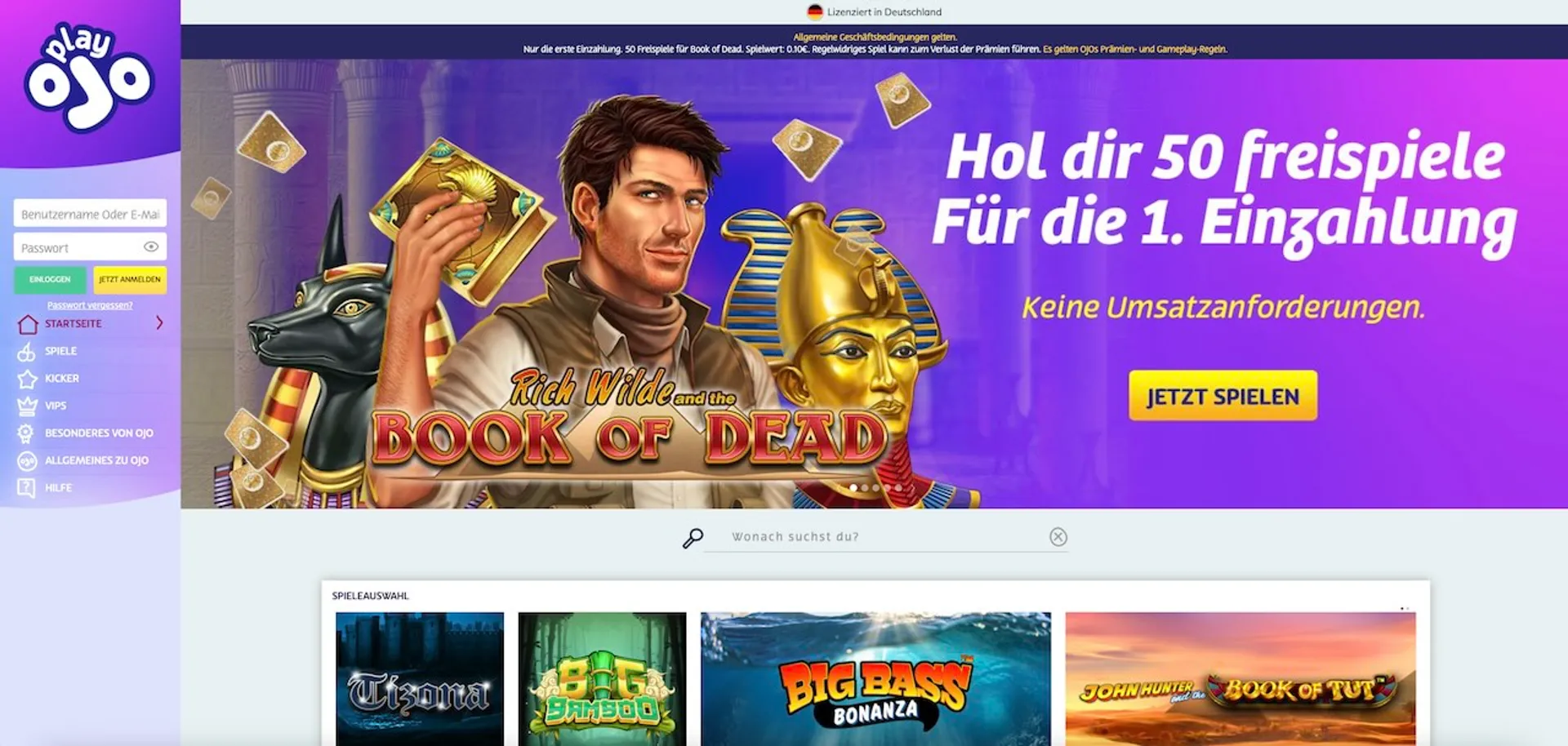 PlayOJO Casino Bonus