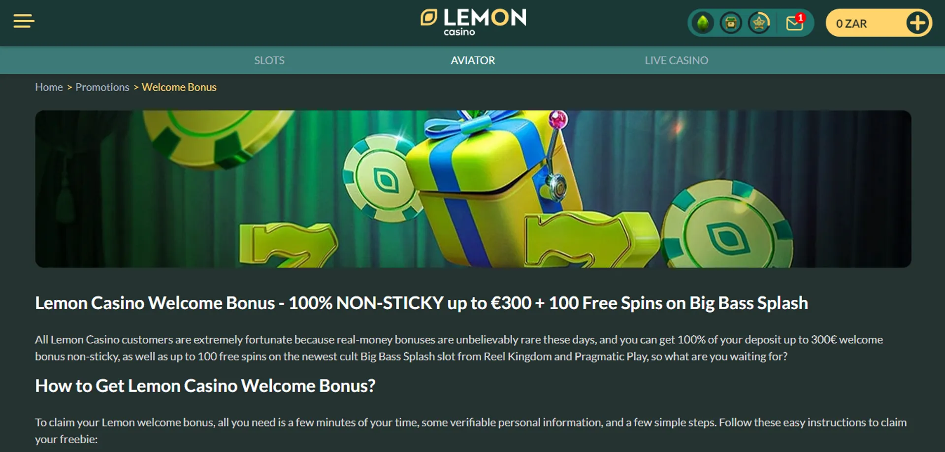 Lemon Casino Welcome Bonus