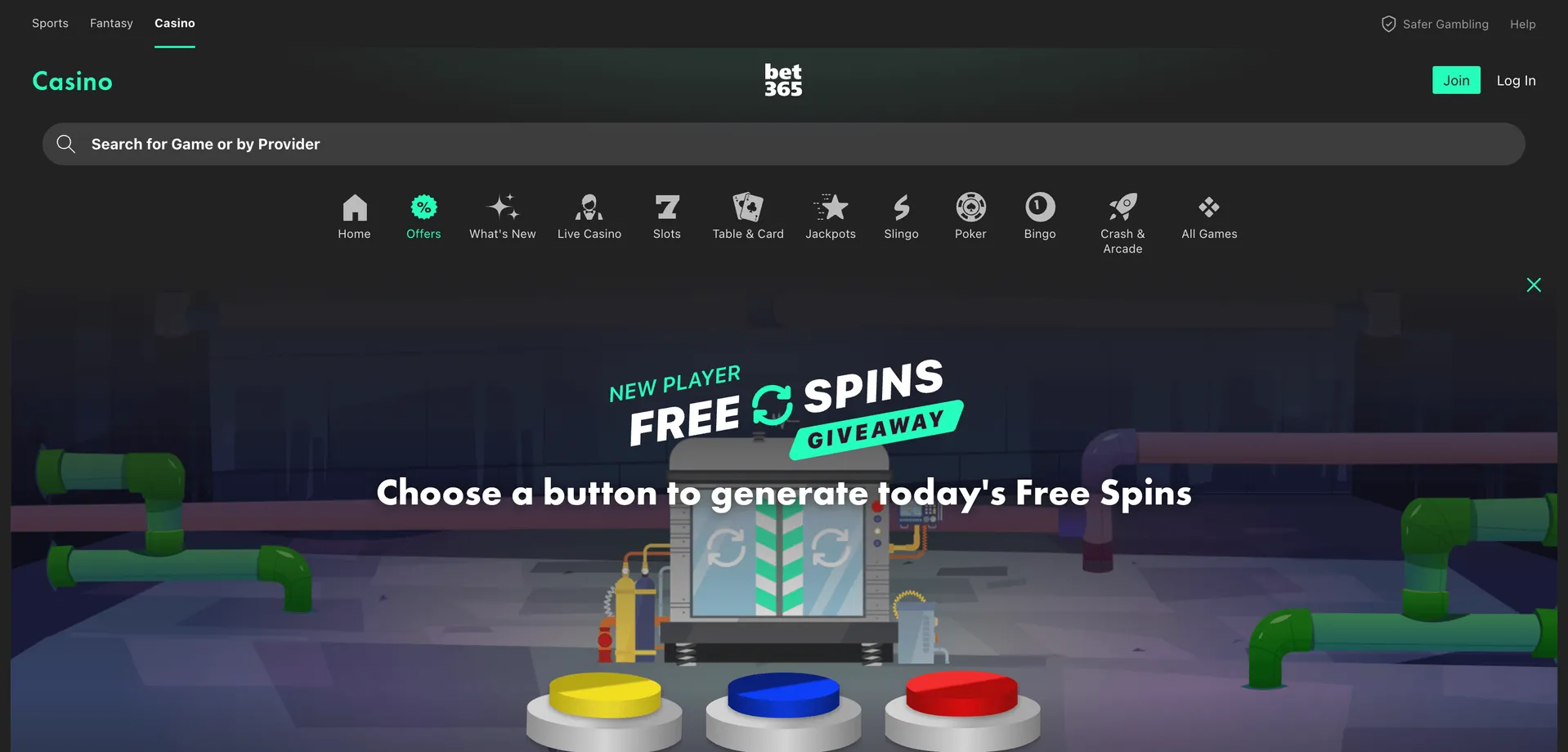 bet365 new player free spins giveaway bonus banner