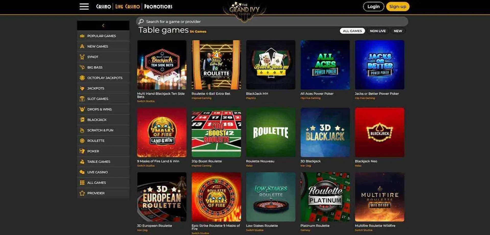 Grand Ivy Casino table games