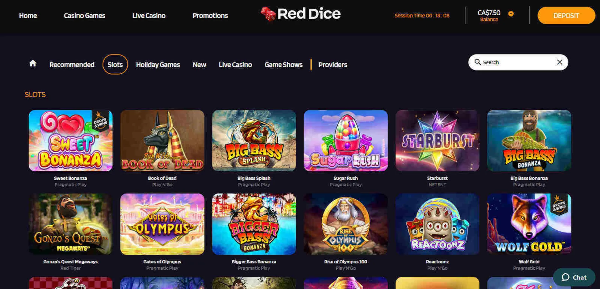 Spinning the reels on slots at RedDice casino