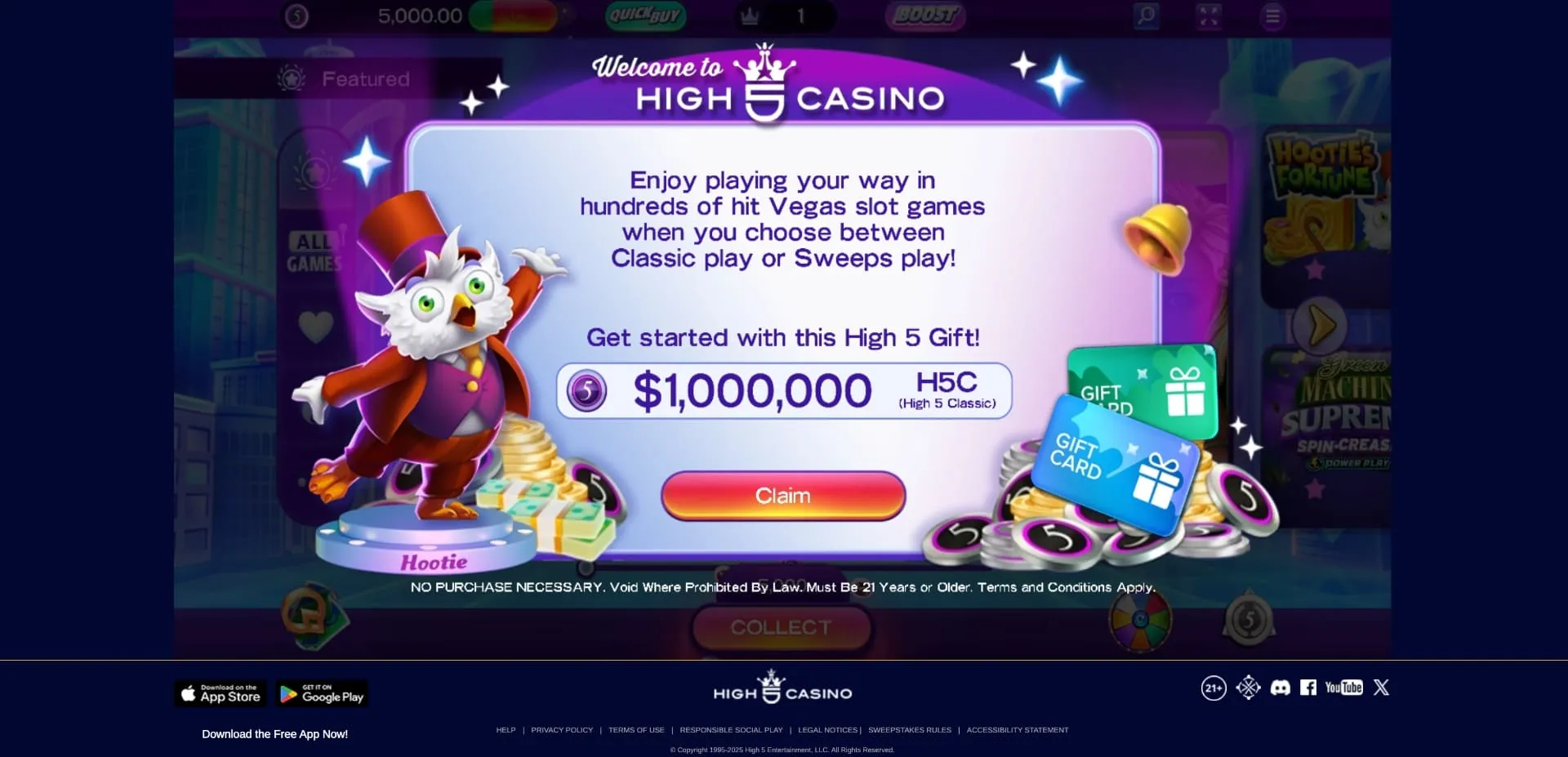 high 5 casino claim offer