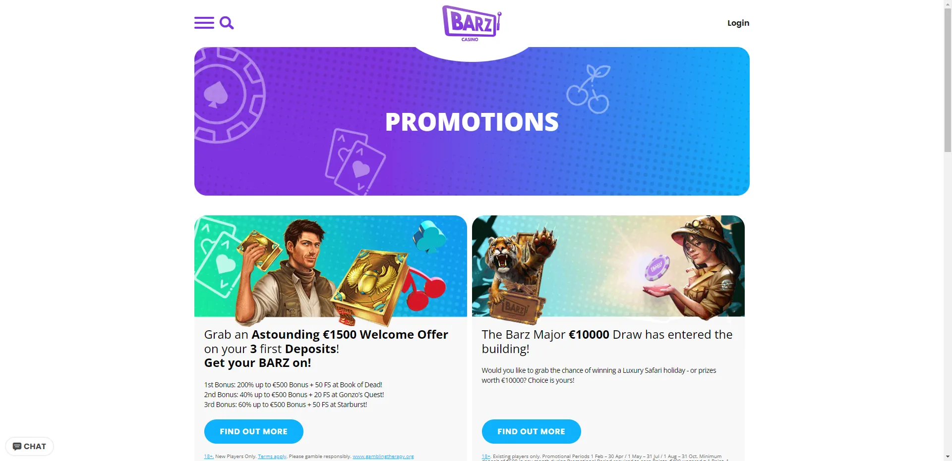 Bars casino promotions page